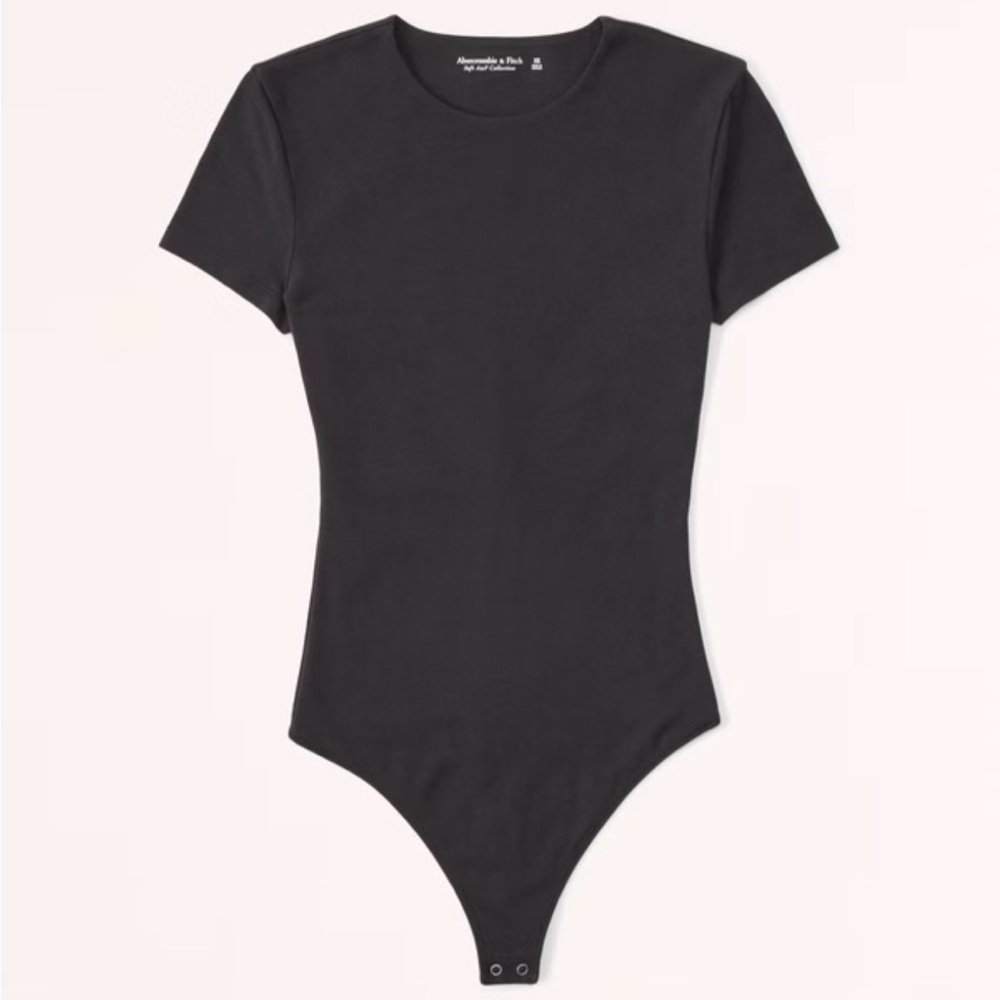 Abercrombie & Fitch Short-Sleeve Cotton-Blend Seamless Fabric Crew Bodysuit